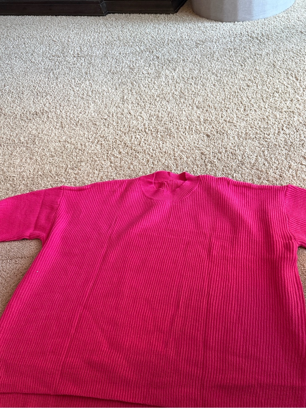 Women's Hot Pink Ribbed Knit Sweater oversized
